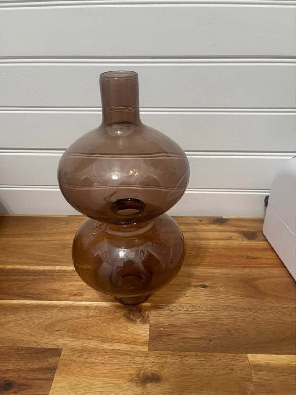 Brown Tinted Glass Double Bubble Vase